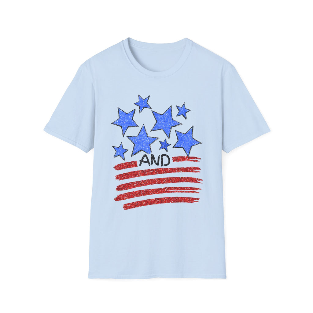 American Flag T-Shirt - Blue Stars & Stripes Patriotic Tee