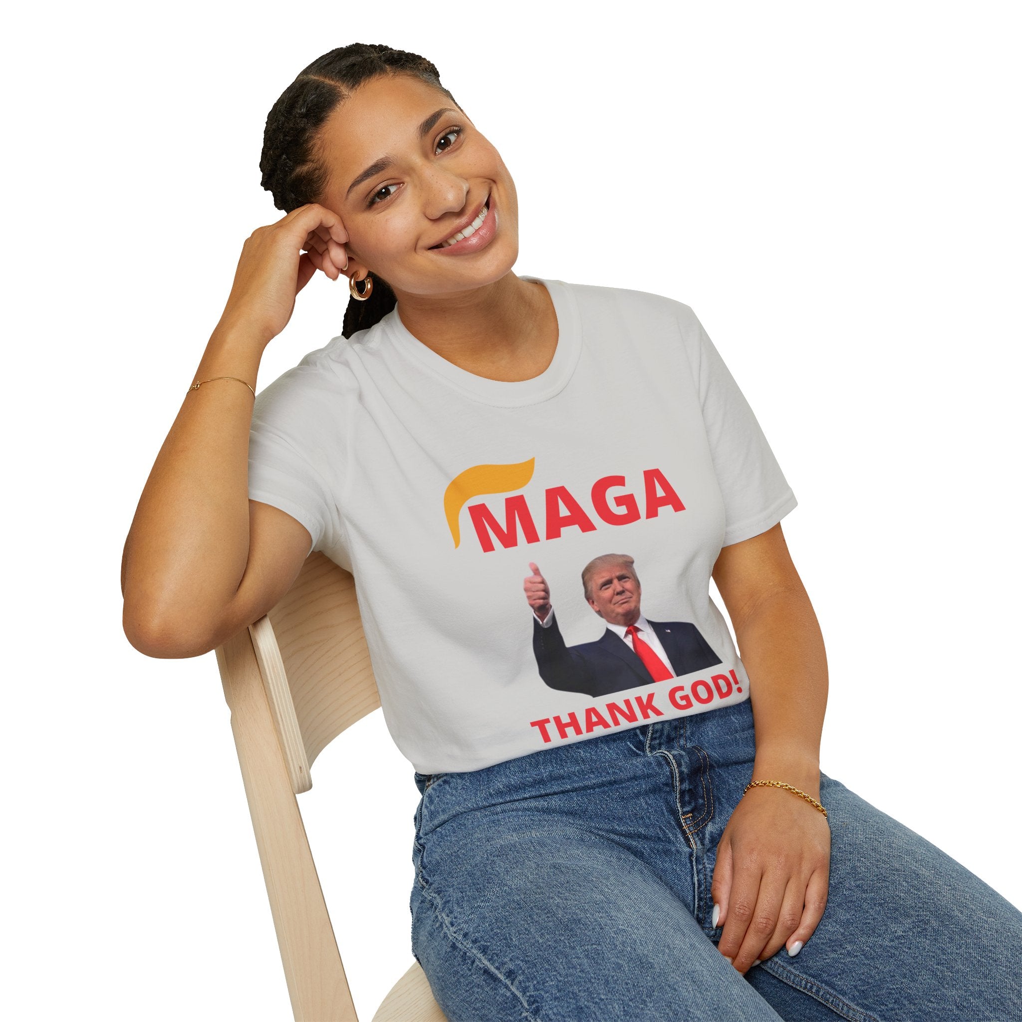 MAGA Thumbs-Up T-Shirt — "THANK GOD!" Political Statement Tee