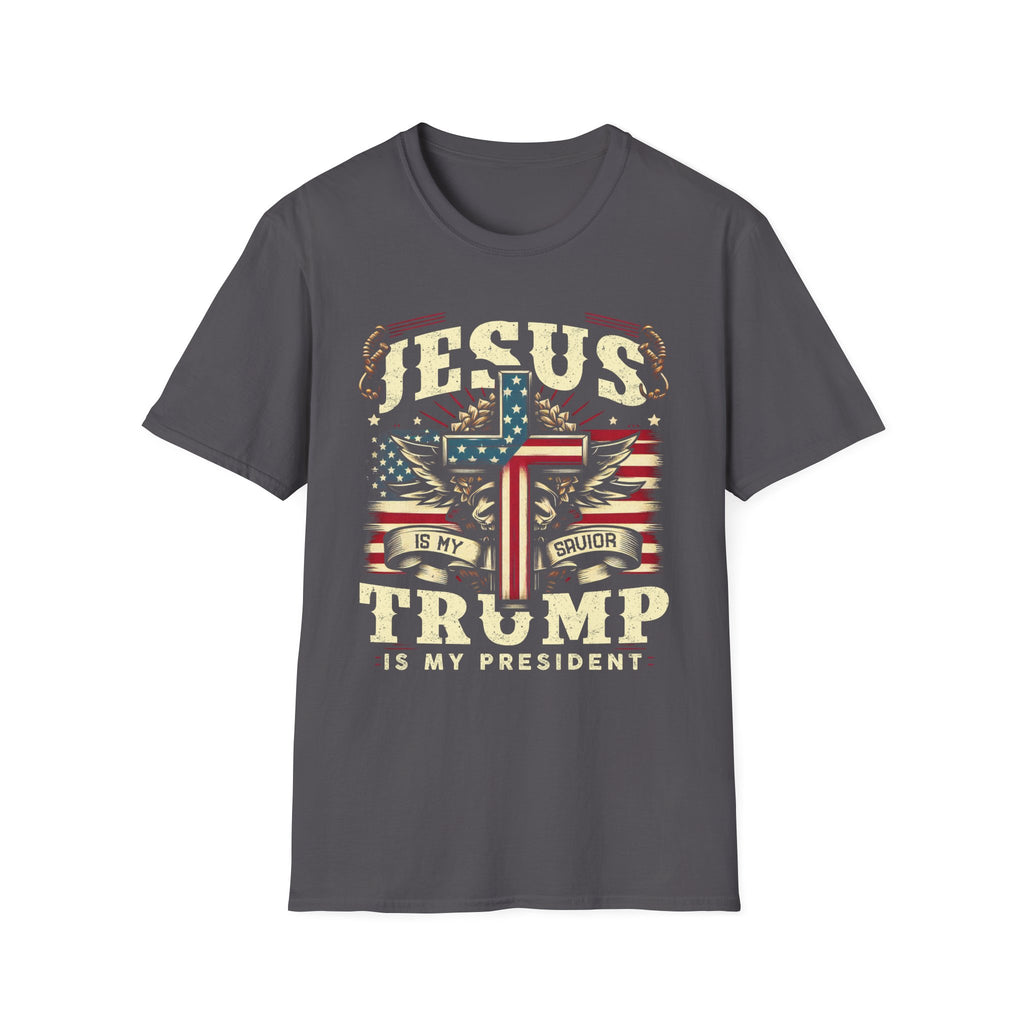 Jesus Is My Savior Christian T-Shirt — Patriotic Cross & Flag Design