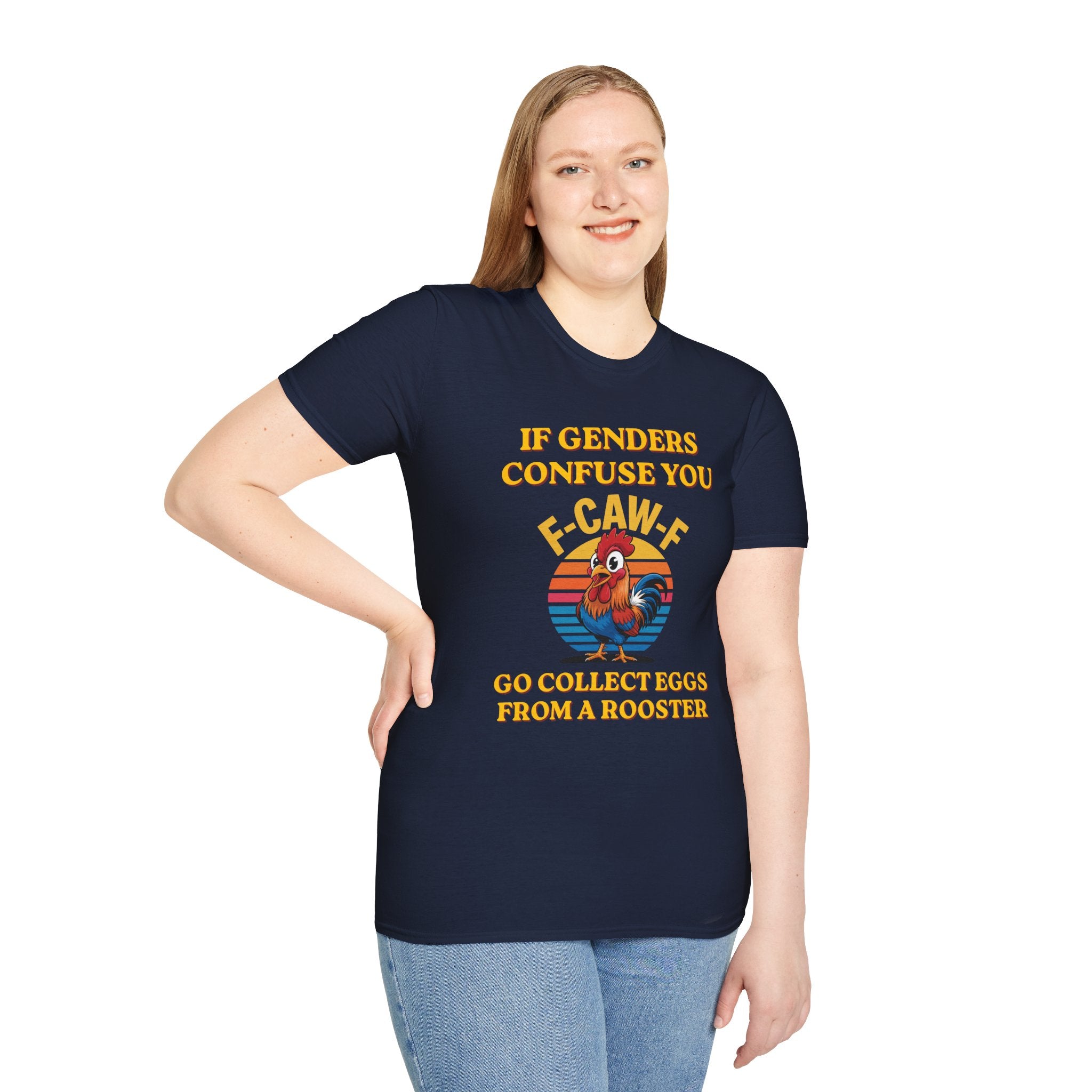 If Genders Confuse You T-Shirt — Funny Rooster "F‑Caw‑F" Graphic Tee