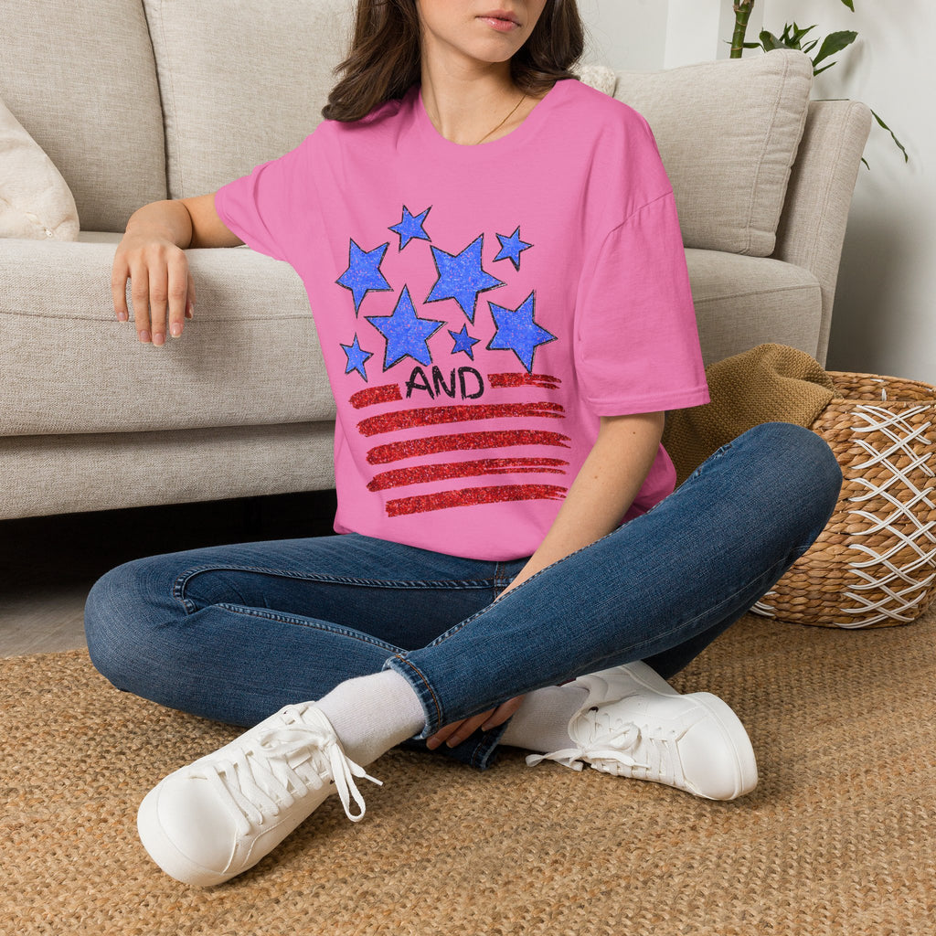American Flag T-Shirt - Blue Stars & Stripes Patriotic Tee