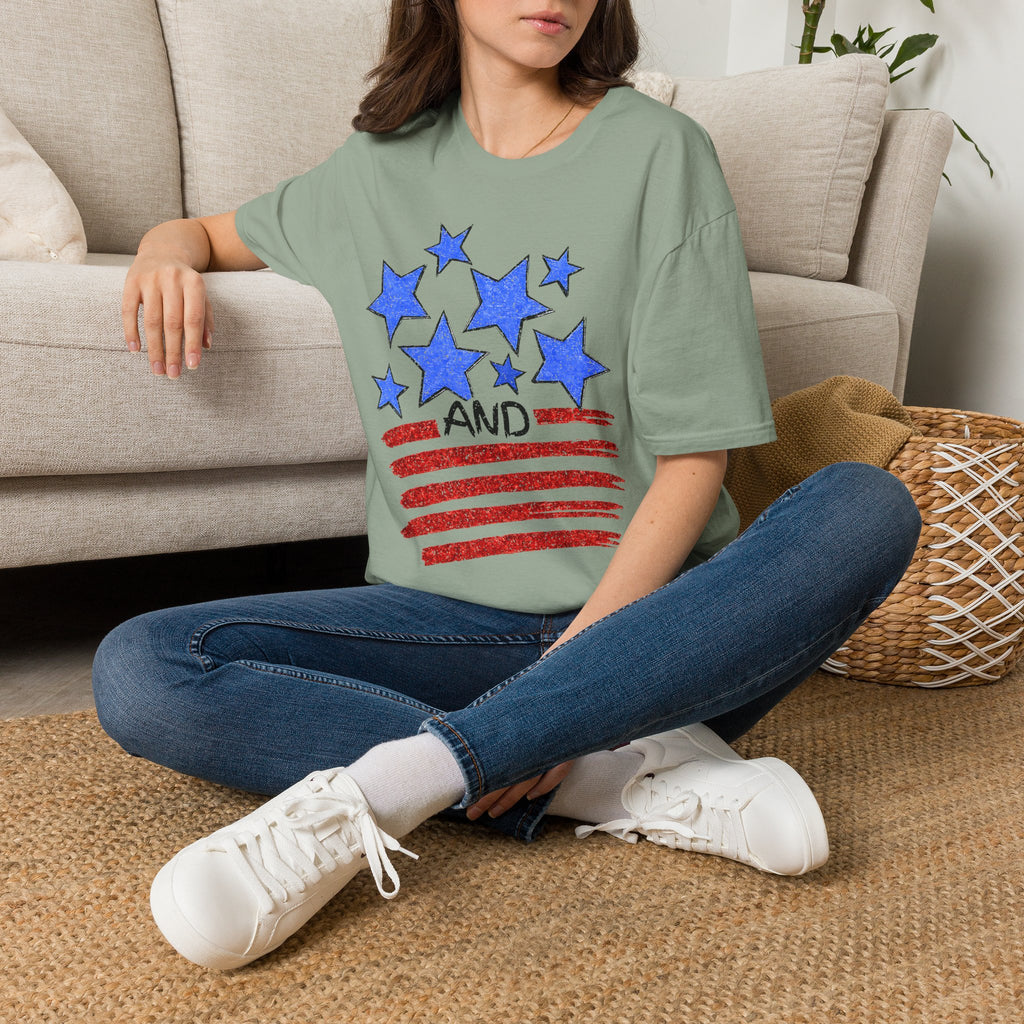American Flag T-Shirt - Blue Stars & Stripes Patriotic Tee