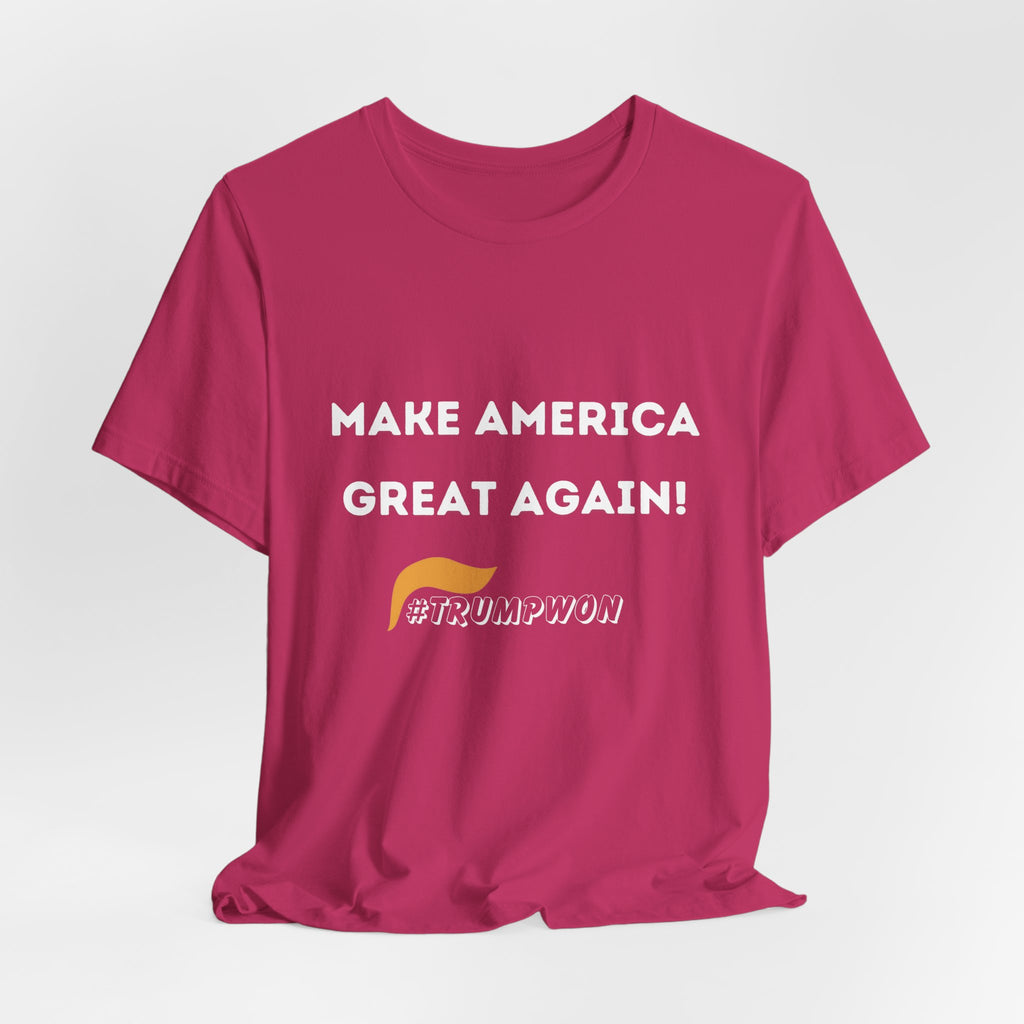 Make America Great Again #TrumpWon Mens Womans Jersey Short Sleeve Tee, Election Tee, Political Shirt, Patriotic Apparel, American Flag Clothing