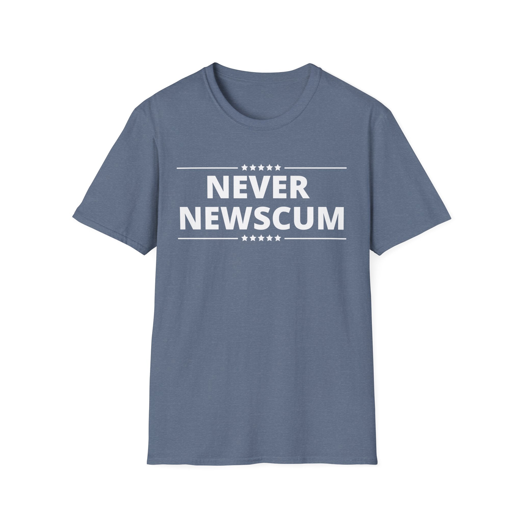 Never NewScum Mens Womans Softstyle T-Shirt, Funny Graphic Tee, Statement Shirt, Casual Wear, Gift for Friends, Political NeverNewScum.com