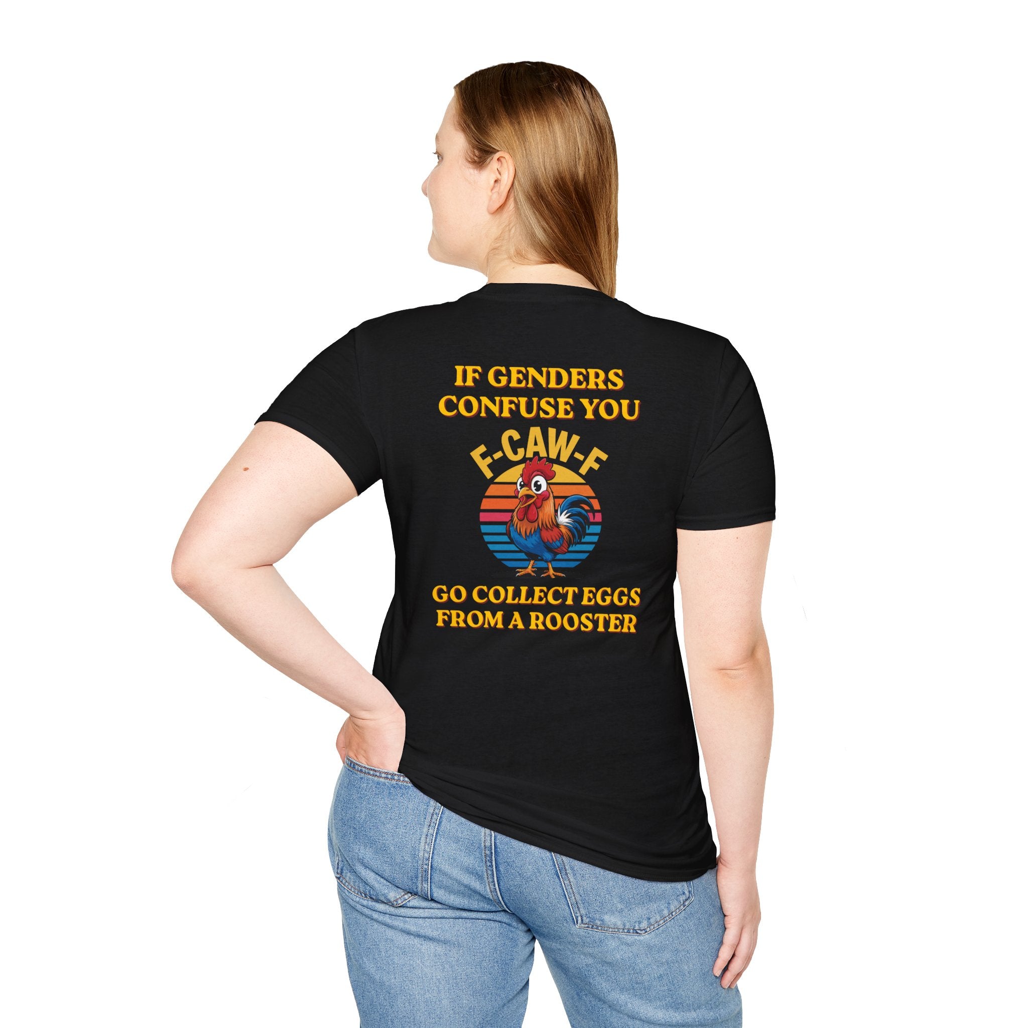 If Genders Confuse You T-Shirt — Funny Rooster "F‑Caw‑F" Graphic Tee