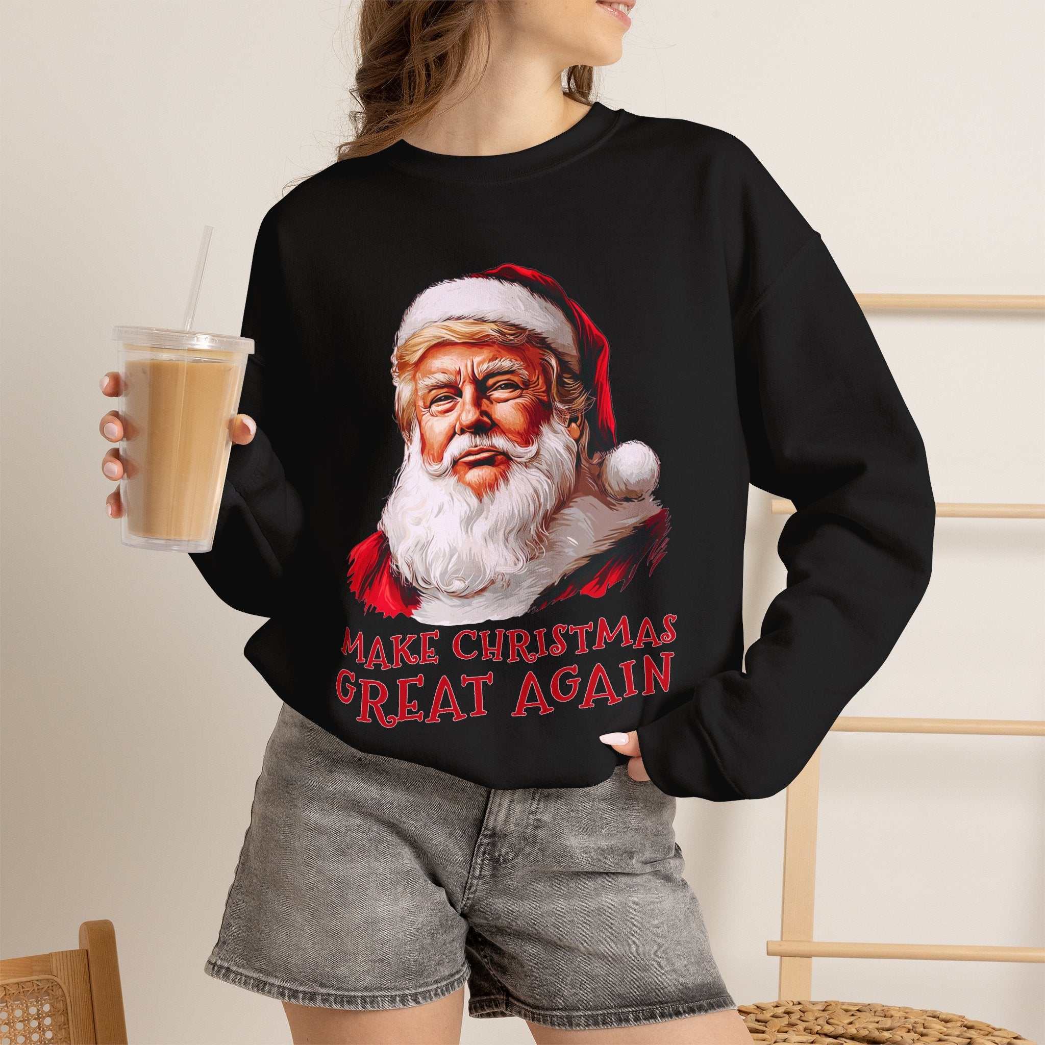 Trump Santa Face Illustration Make Christmas Great Again Sweatshirt