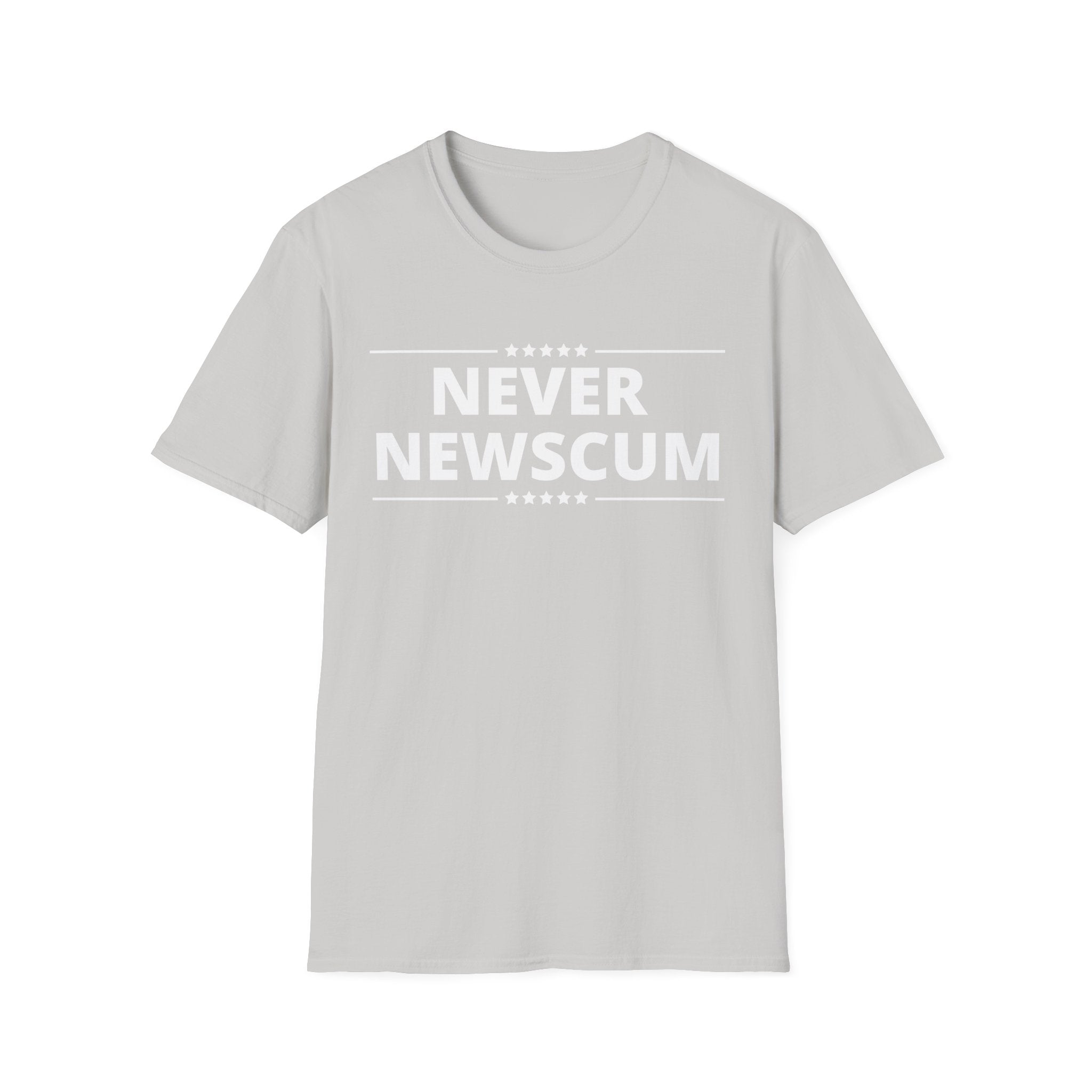Never NewScum Mens Womans Softstyle T-Shirt, Funny Graphic Tee, Statement Shirt, Casual Wear, Gift for Friends, Political NeverNewScum.com