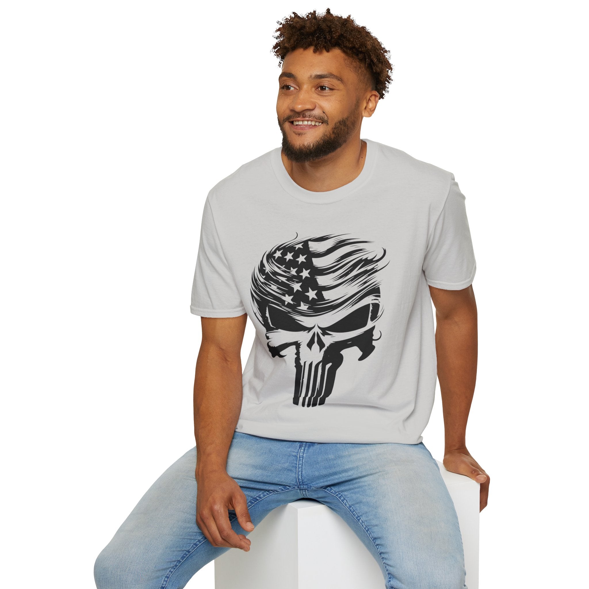 Punisher Patriotic Skull Graphic T-Shirt | Mens Womans  Softstyle Tee, Unique Gift, Casual Wear, Festival Apparel, Statement Shirt