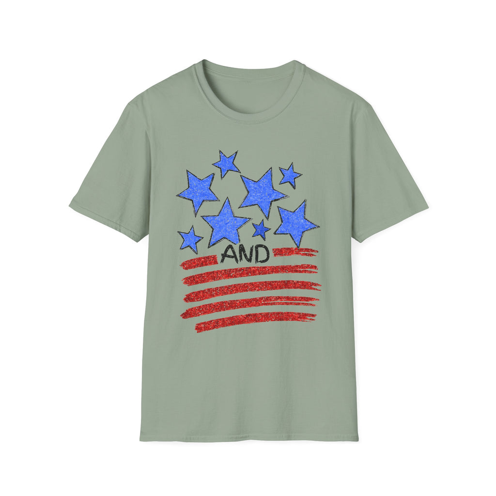 American Flag T-Shirt - Blue Stars & Stripes Patriotic Tee