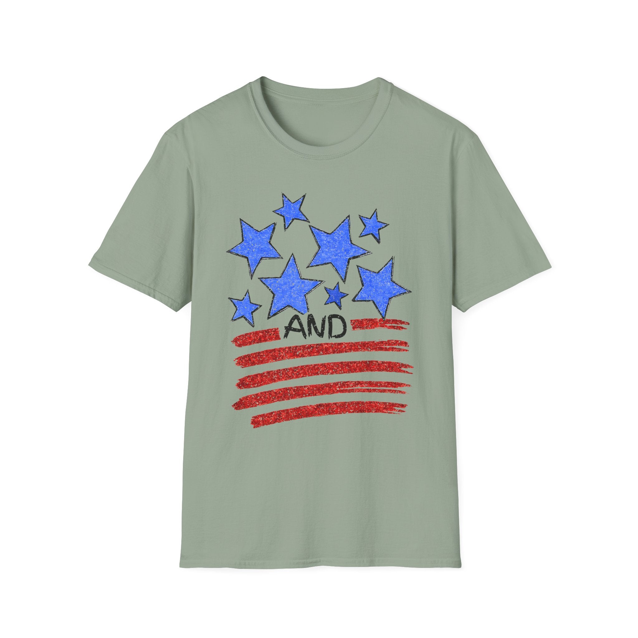 American Flag T-Shirt - Blue Stars & Stripes Patriotic Tee