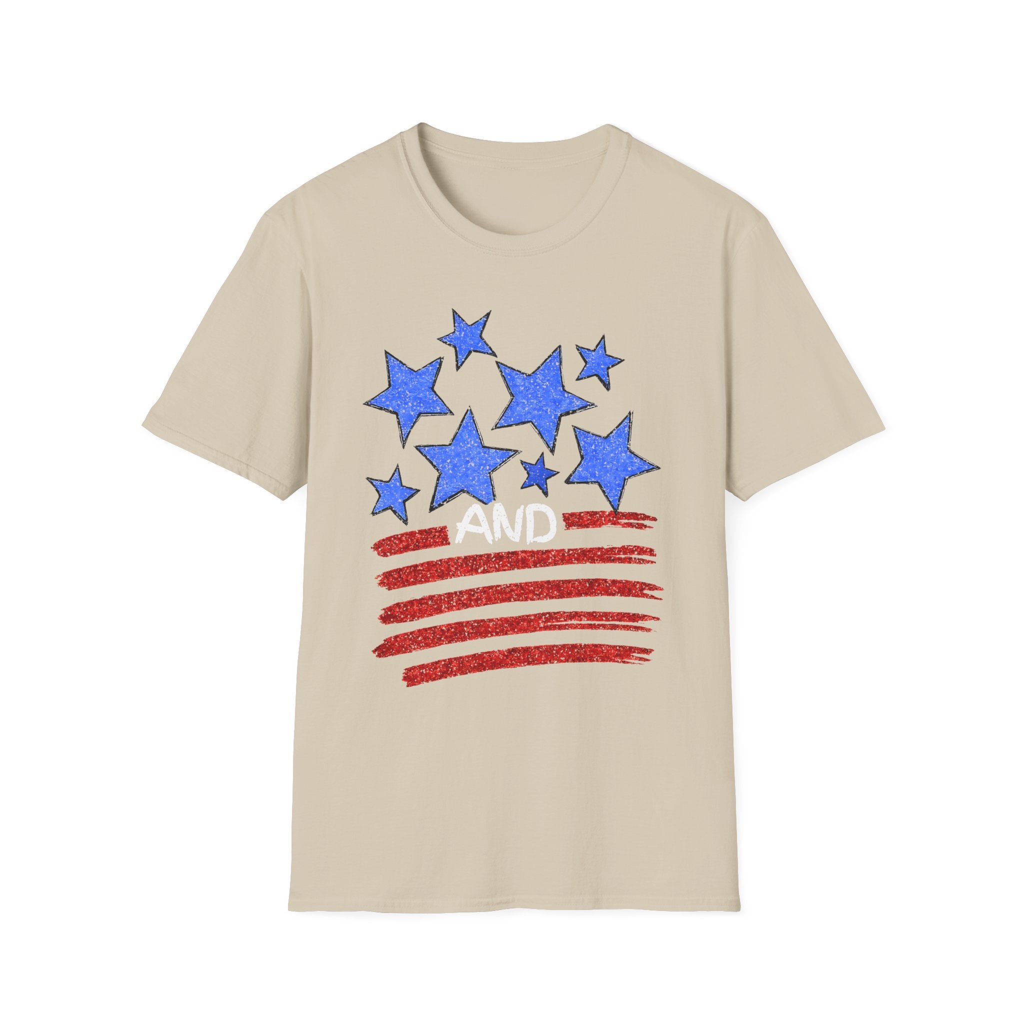 Patriotic Blue Stars Red Strips Graphic Tee (Fourth of July, Americana) T-Shirt