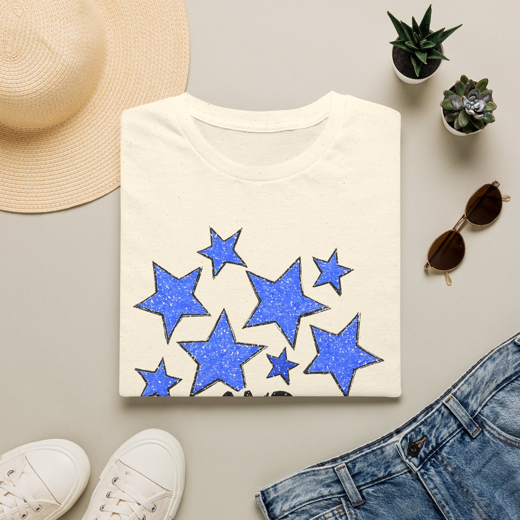 American Flag T-Shirt - Blue Stars & Stripes Patriotic Tee