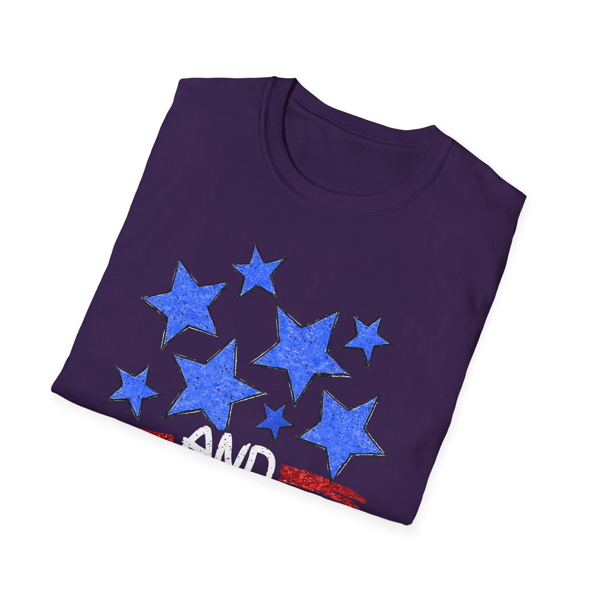 Patriotic Blue Stars Red Strips Graphic Tee (Fourth of July, Americana) T-Shirt