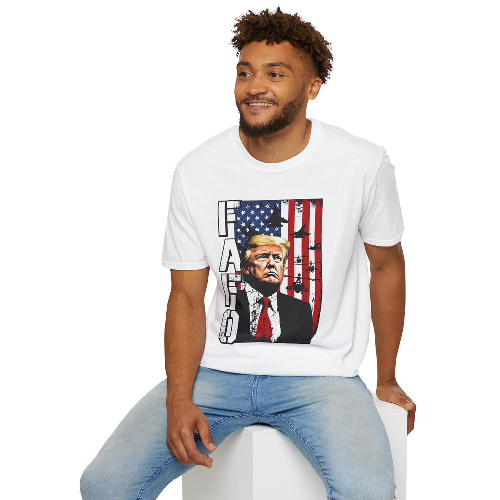 Trump Flag FAFO Graphic T-Shirt — MAGA Patriotic Portrait Tee