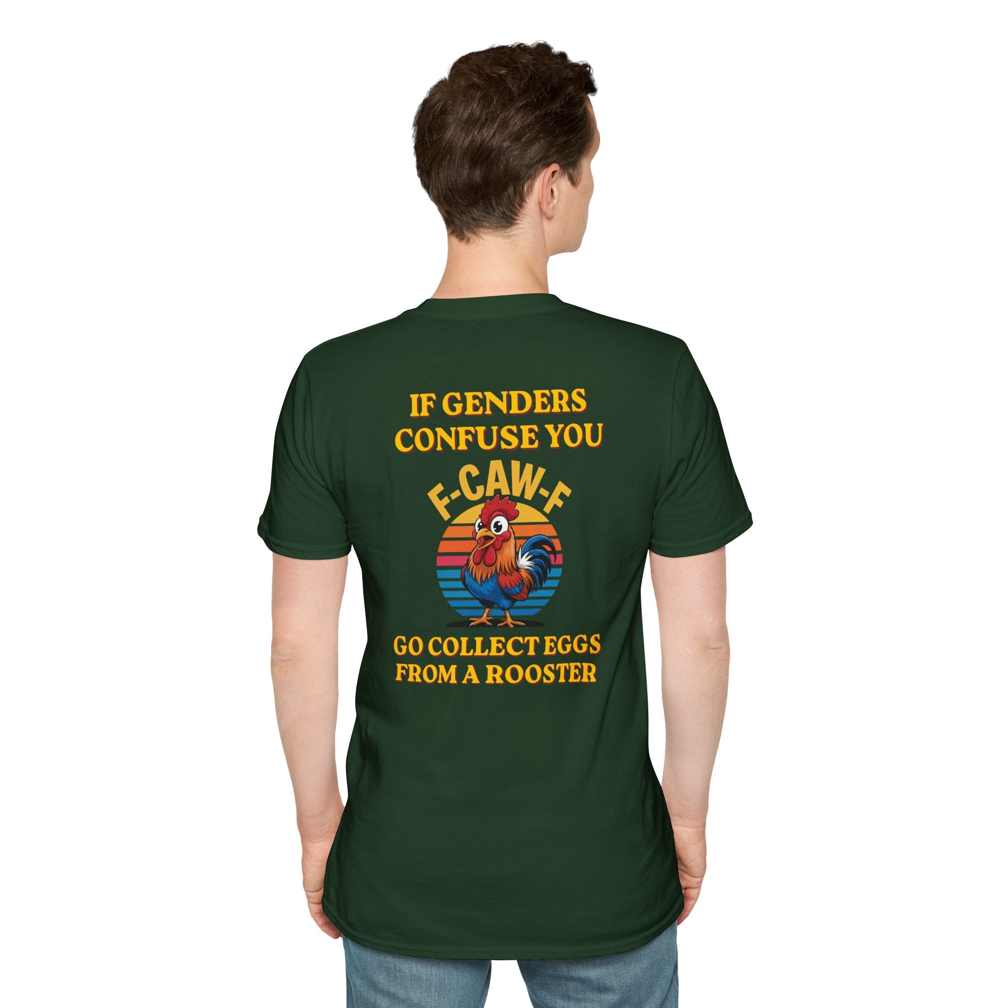 If Genders Confuse You T-Shirt — Funny Rooster "F‑Caw‑F" Graphic Tee