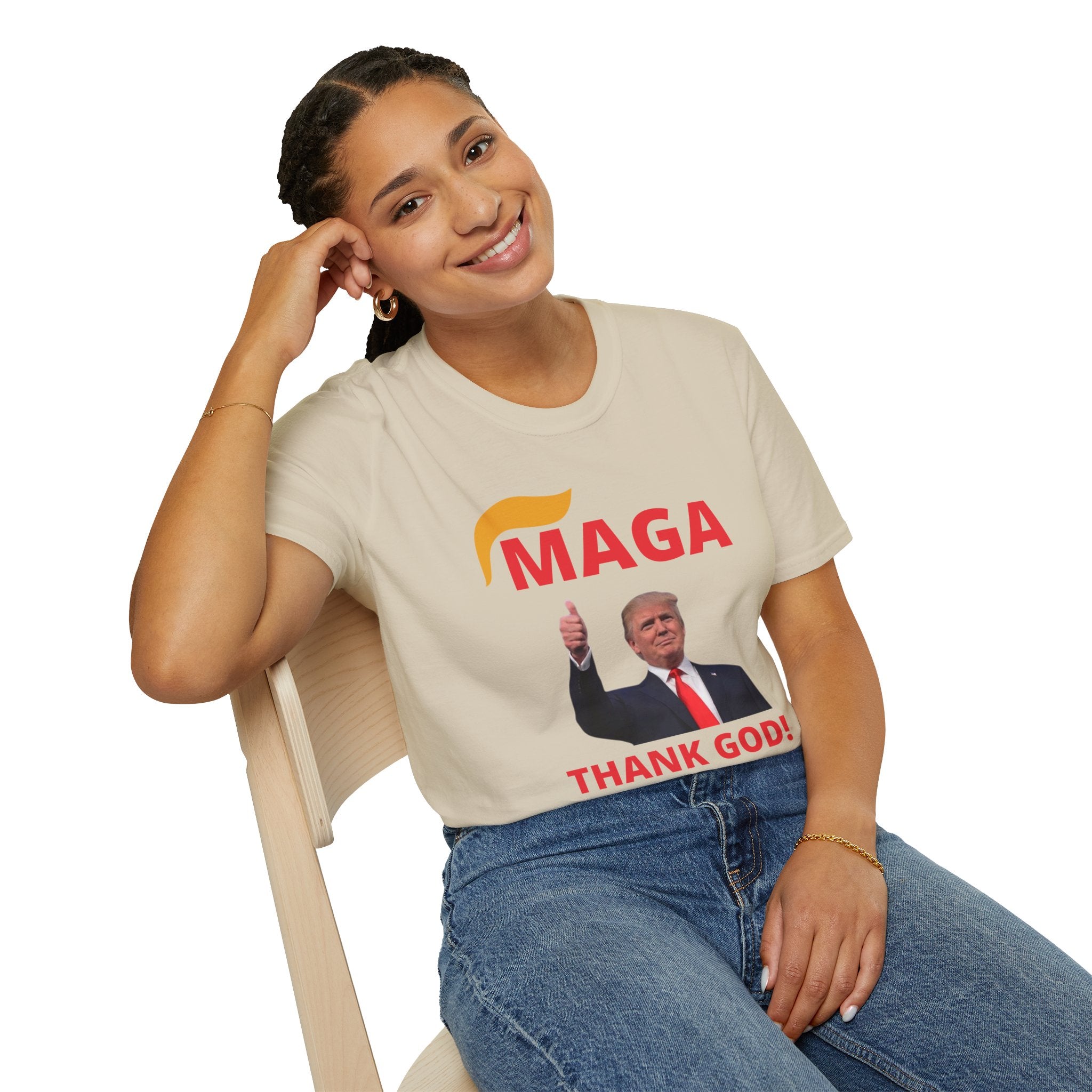 MAGA Thumbs-Up T-Shirt — "THANK GOD!" Political Statement Tee