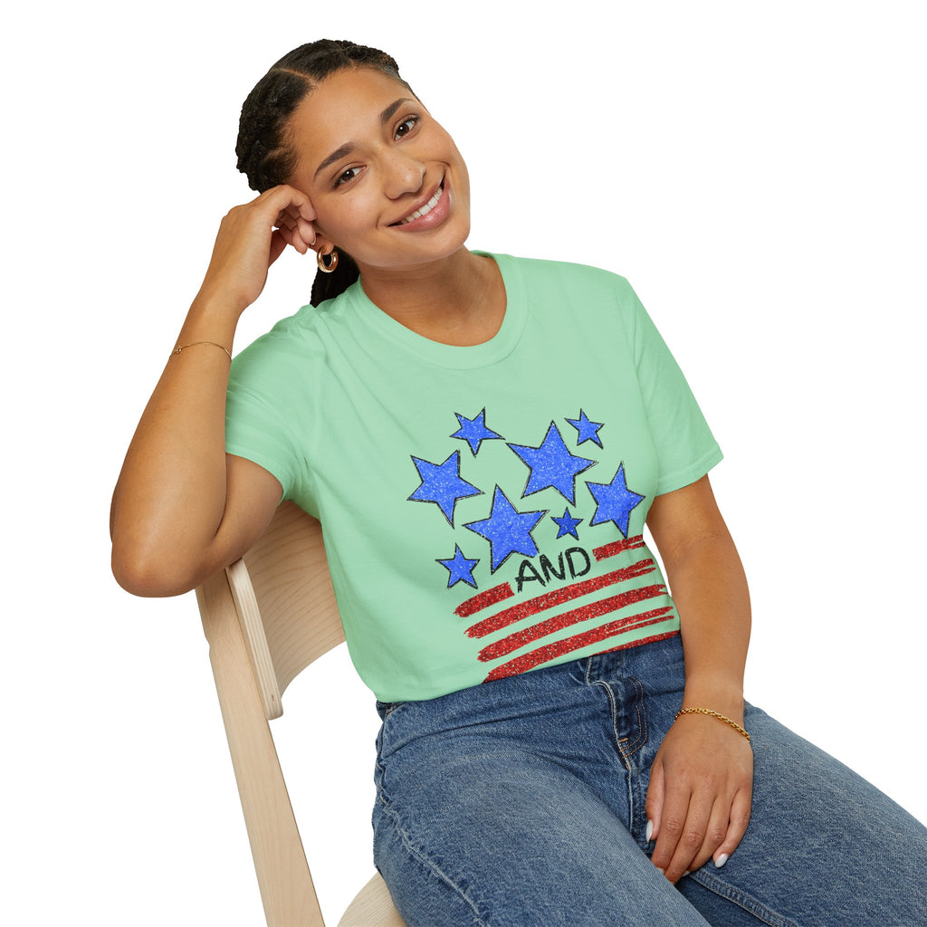 American Flag T-Shirt - Blue Stars & Stripes Patriotic Tee
