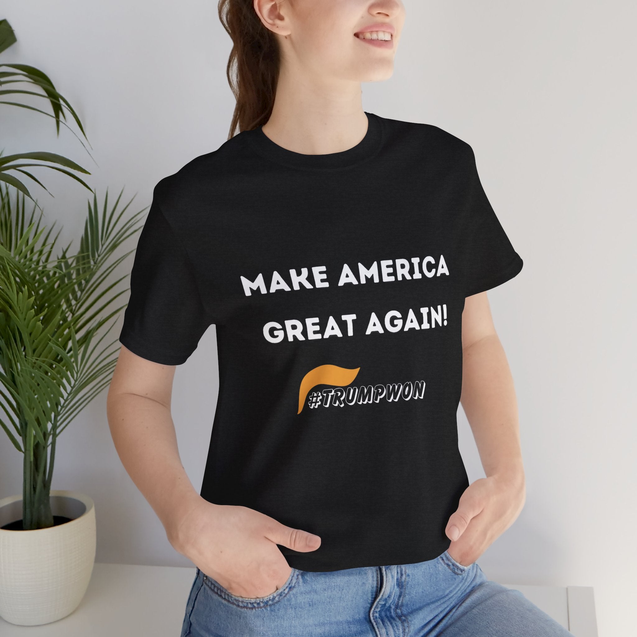 Make America Great Again #TrumpWon Mens Womans Jersey Short Sleeve Tee, Election Tee, Political Shirt, Patriotic Apparel, American Flag Clothing