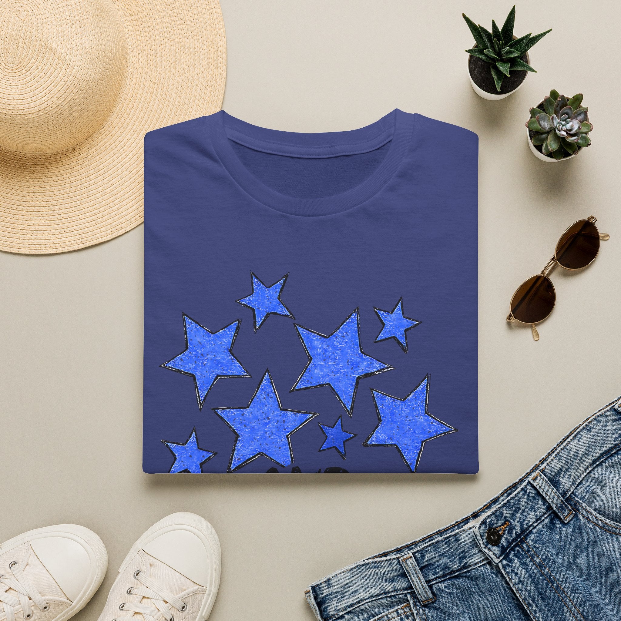 American Flag T-Shirt - Blue Stars & Stripes Patriotic Tee