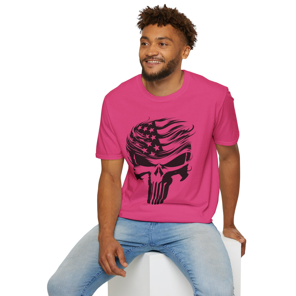 Punisher Patriotic Skull Graphic T-Shirt | Mens Womans  Softstyle Tee, Unique Gift, Casual Wear, Festival Apparel, Statement Shirt