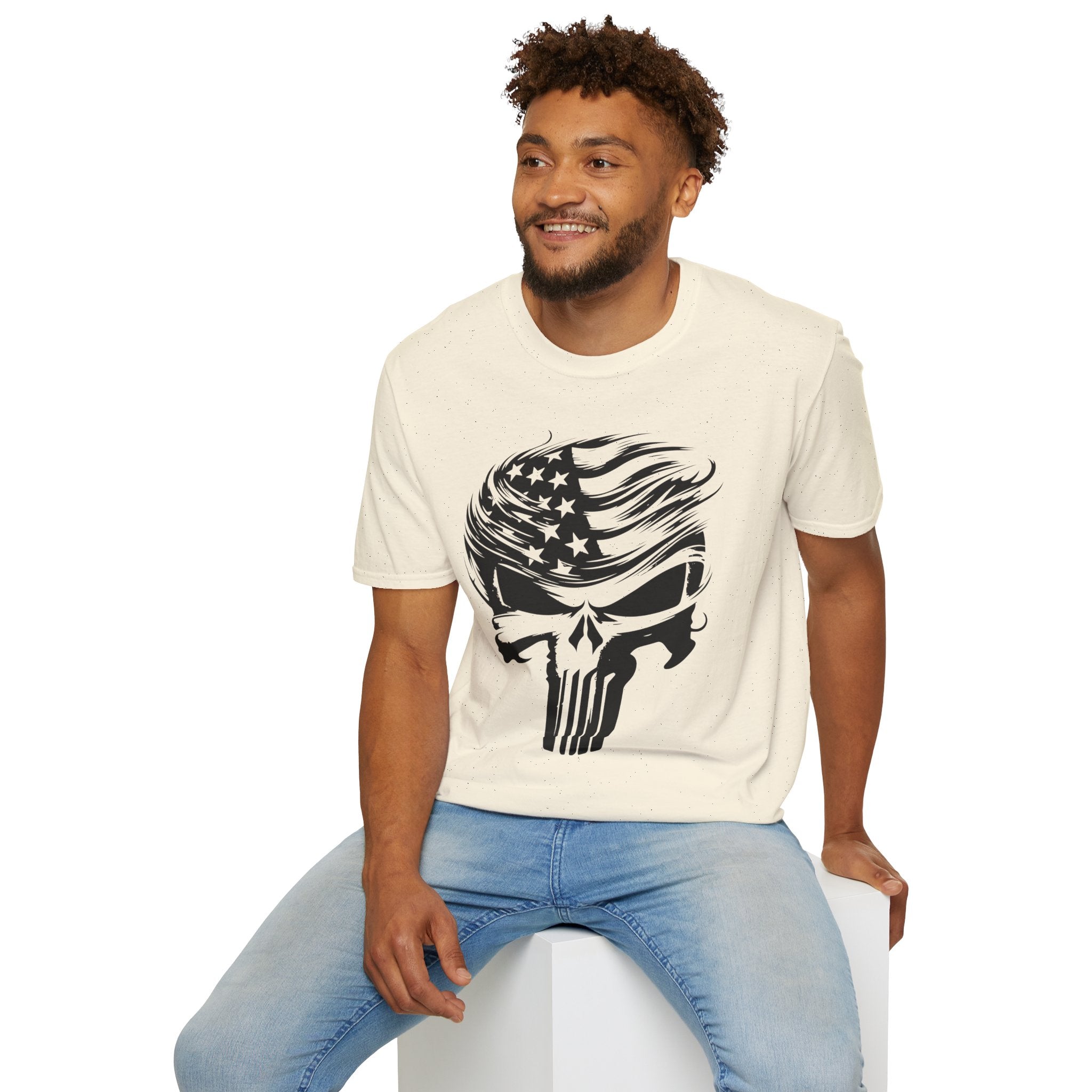 Punisher Patriotic Skull Graphic T-Shirt | Mens Womans  Softstyle Tee, Unique Gift, Casual Wear, Festival Apparel, Statement Shirt