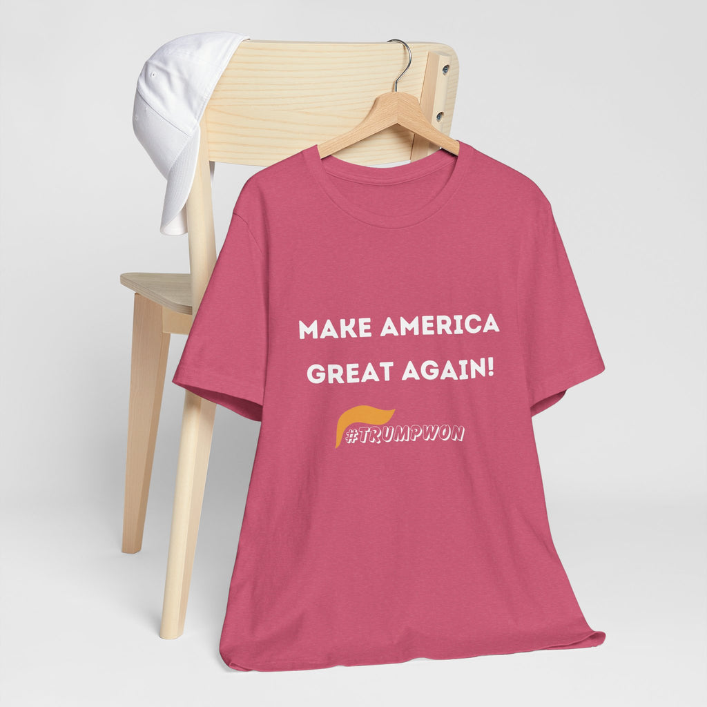 Make America Great Again #TrumpWon Mens Womans Jersey Short Sleeve Tee, Election Tee, Political Shirt, Patriotic Apparel, American Flag Clothing