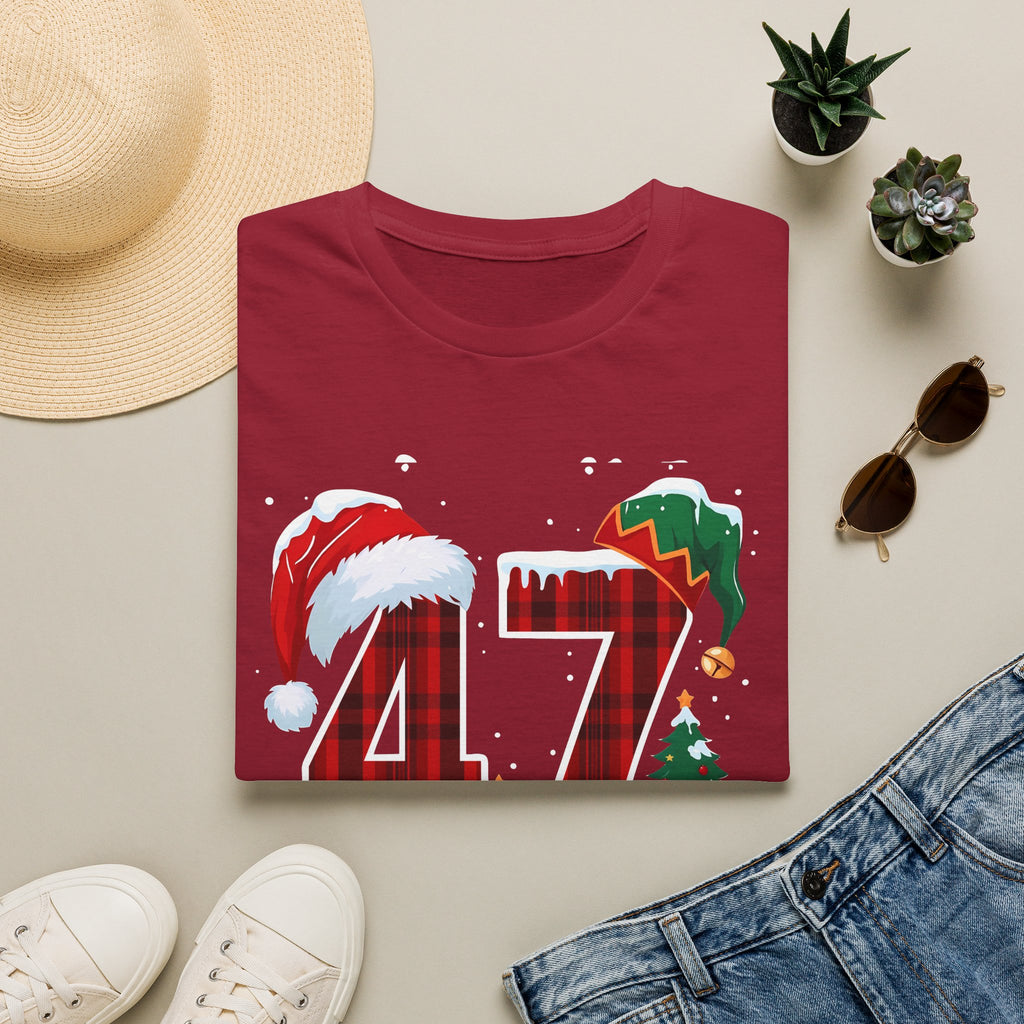 Trump 47 Christmas T-Shirt | Santa Hat, Elf Hat, Holiday Tree Design