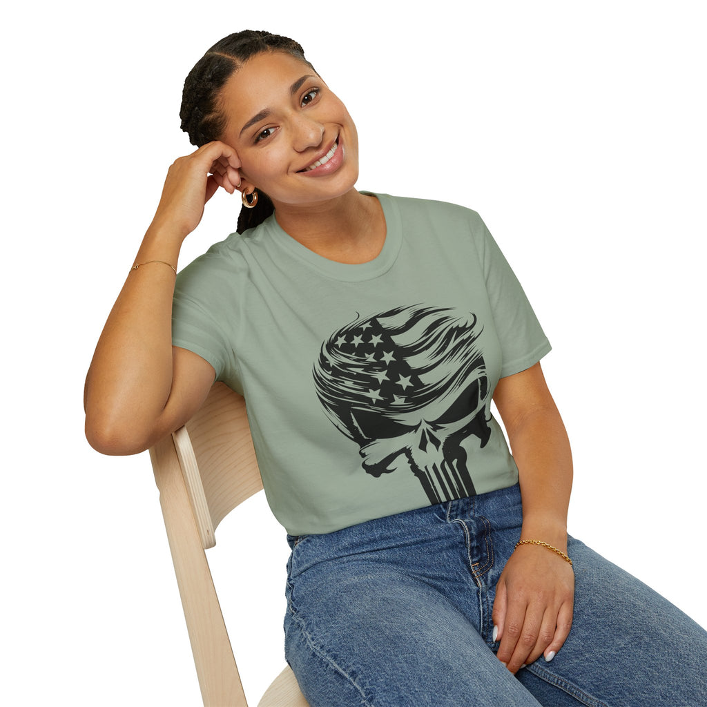Punisher Patriotic Skull Graphic T-Shirt | Mens Womans  Softstyle Tee, Unique Gift, Casual Wear, Festival Apparel, Statement Shirt