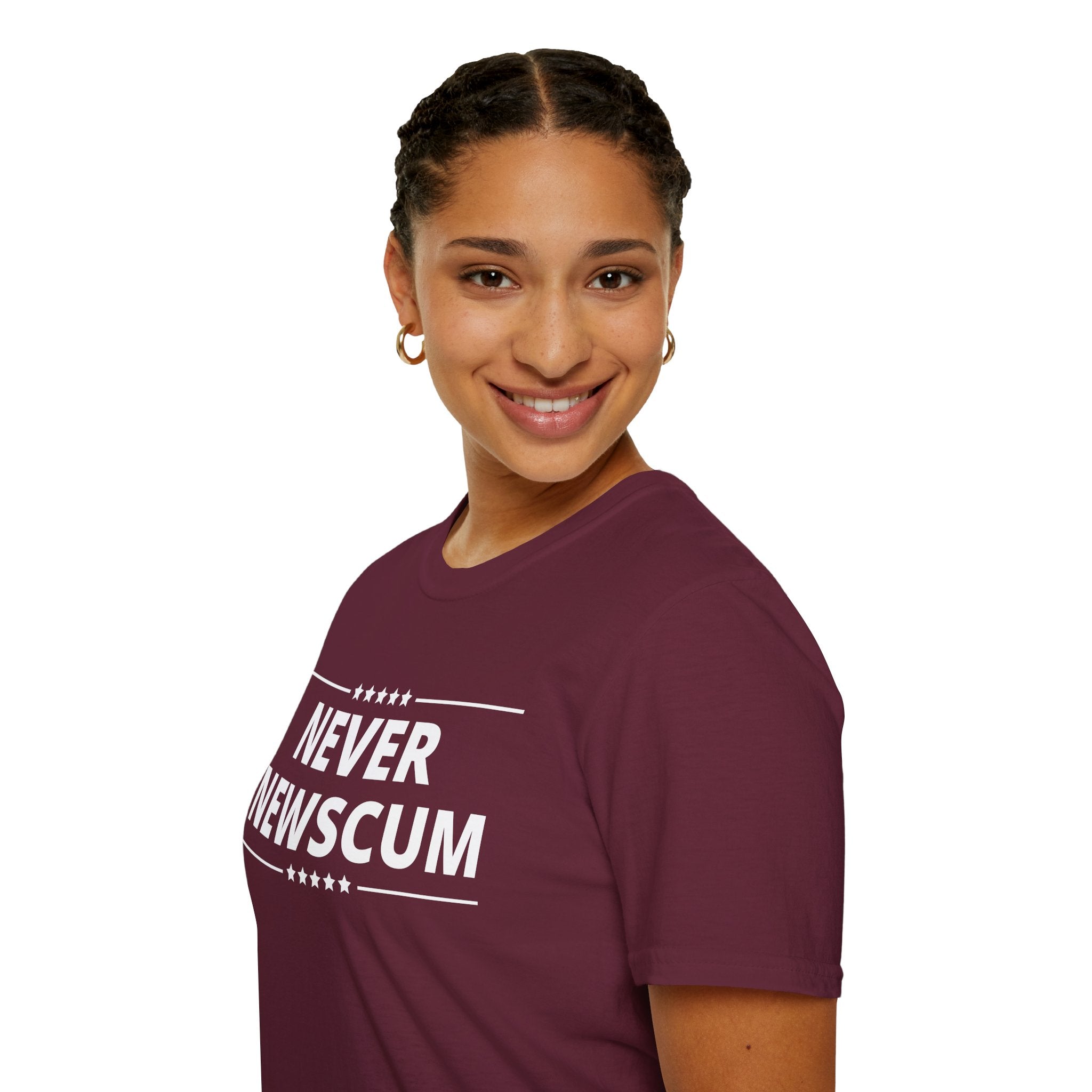 Never NewScum Mens Womans Softstyle T-Shirt, Funny Graphic Tee, Statement Shirt, Casual Wear, Gift for Friends, Political NeverNewScum.com