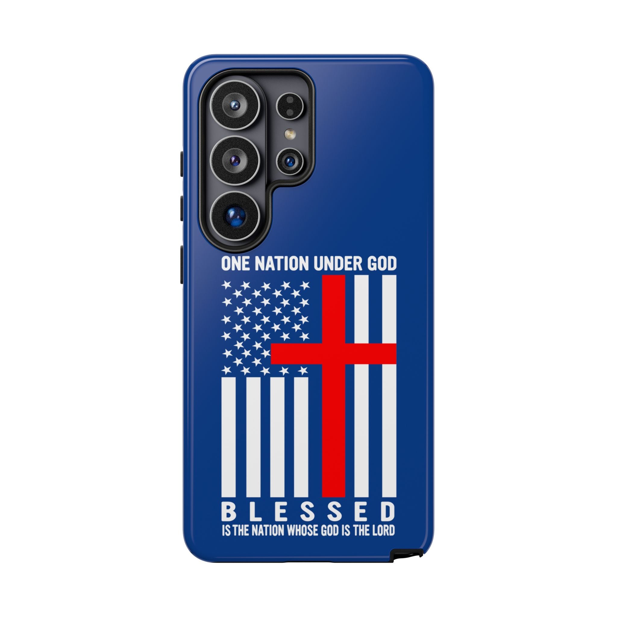 Patriotic Christian Phone Case - "One Nation Under God" Red Cross USA Flag