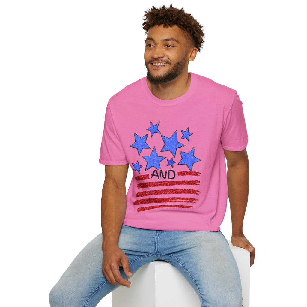 American Flag T-Shirt - Blue Stars & Stripes Patriotic Tee