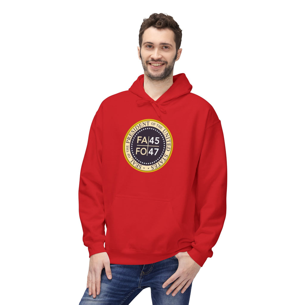 FA45 FO47 Trump Seal Hoodie | Political Satire Presidential Seal