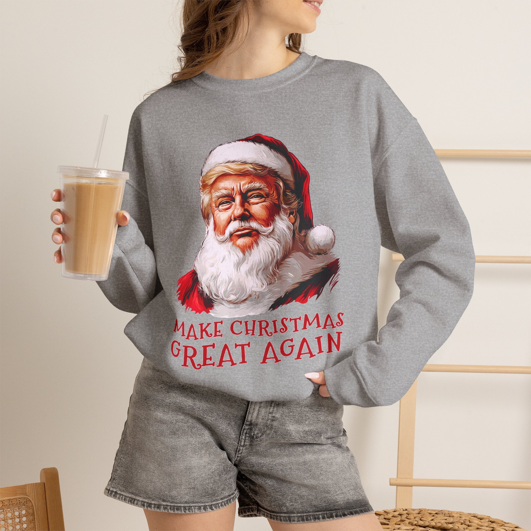 Trump Santa Face Illustration Make Christmas Great Again Sweatshirt