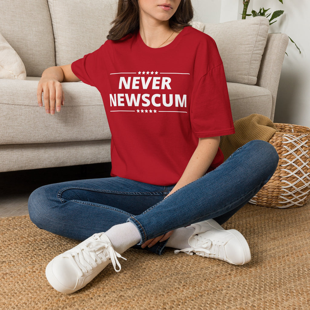 Never NewScum Mens Womans Softstyle T-Shirt, Funny Graphic Tee, Statement Shirt, Casual Wear, Gift for Friends, Political NeverNewScum.com