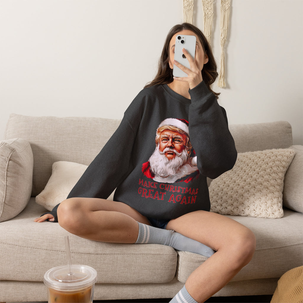 Trump Santa Face Illustration Make Christmas Great Again Sweatshirt