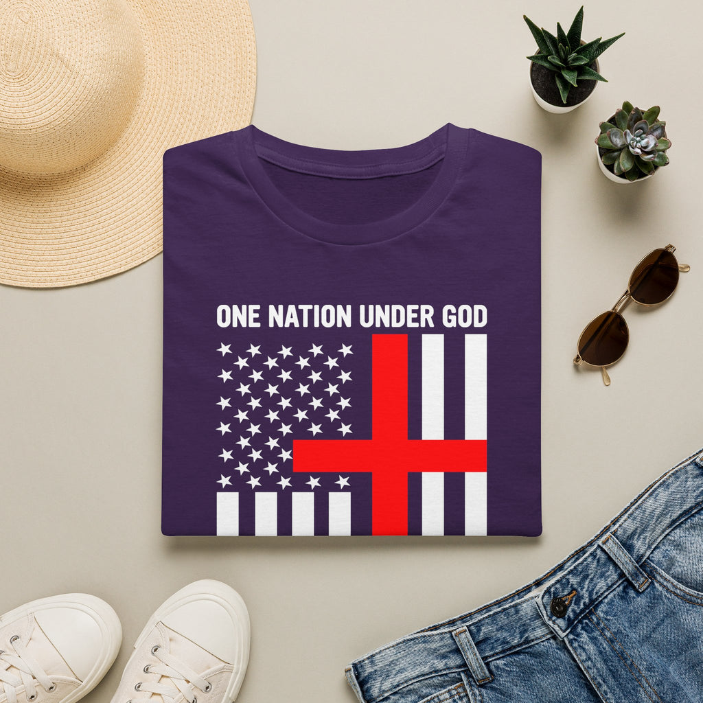 Christian Faith Mens Womans Softstyle T-Shirt | One Nation Under God | American Flag Tee | Religious Apparel | Inspirational Gift