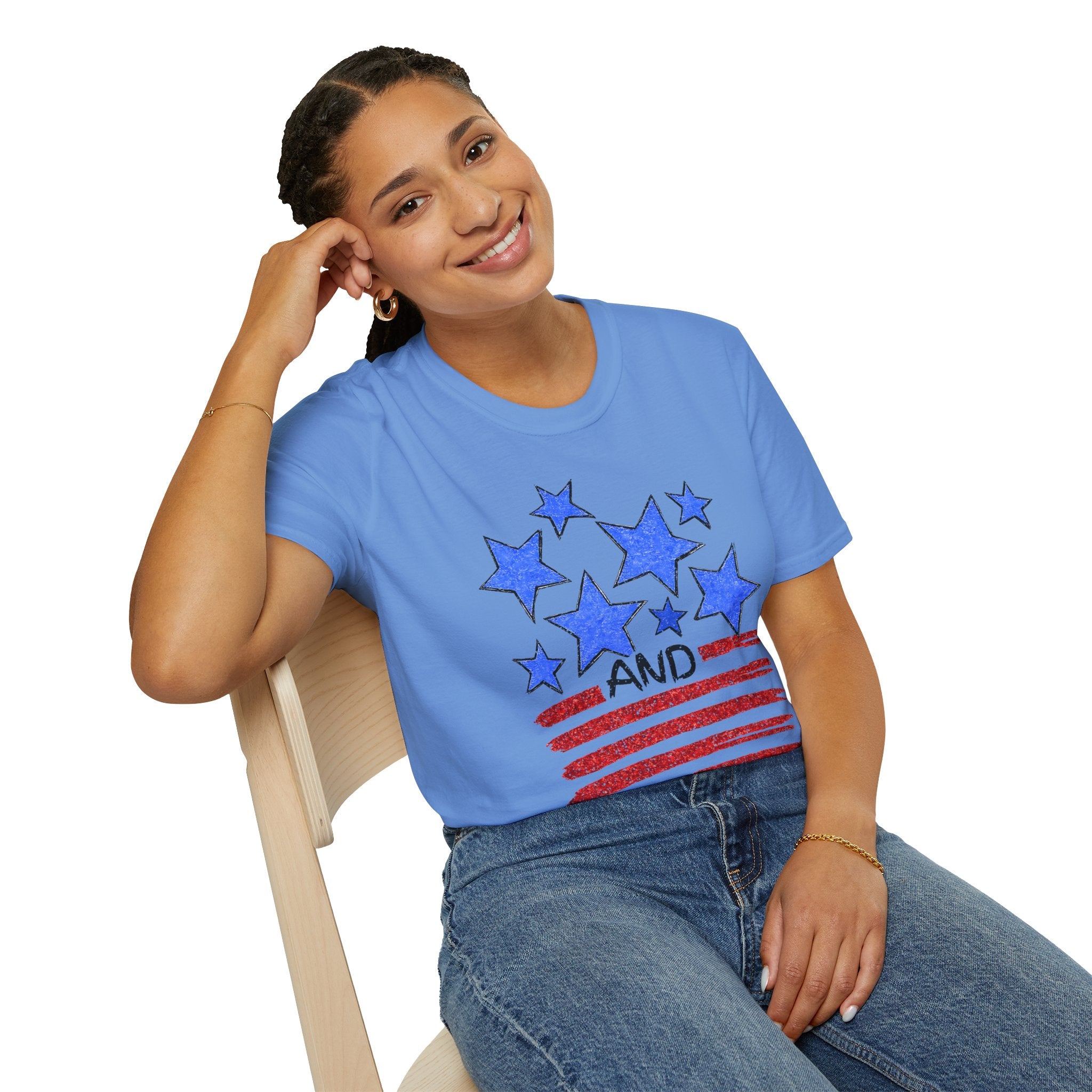 American Flag T-Shirt - Blue Stars & Stripes Patriotic Tee