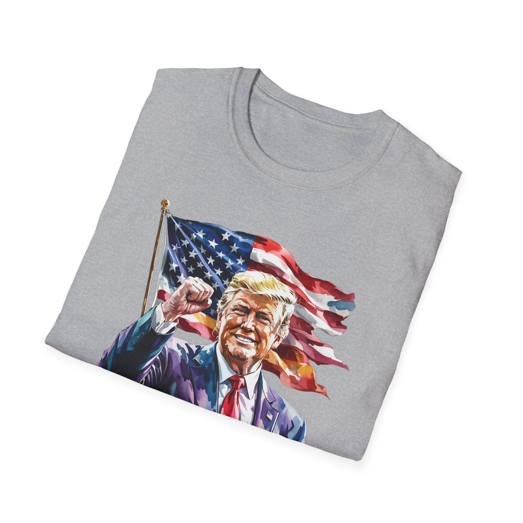 Patriotic Mens Womans Trump 2028 Softstyle T-Shirt | Support Democracy, Election 2028, American Pride, Political Apparel, Fun Gifts