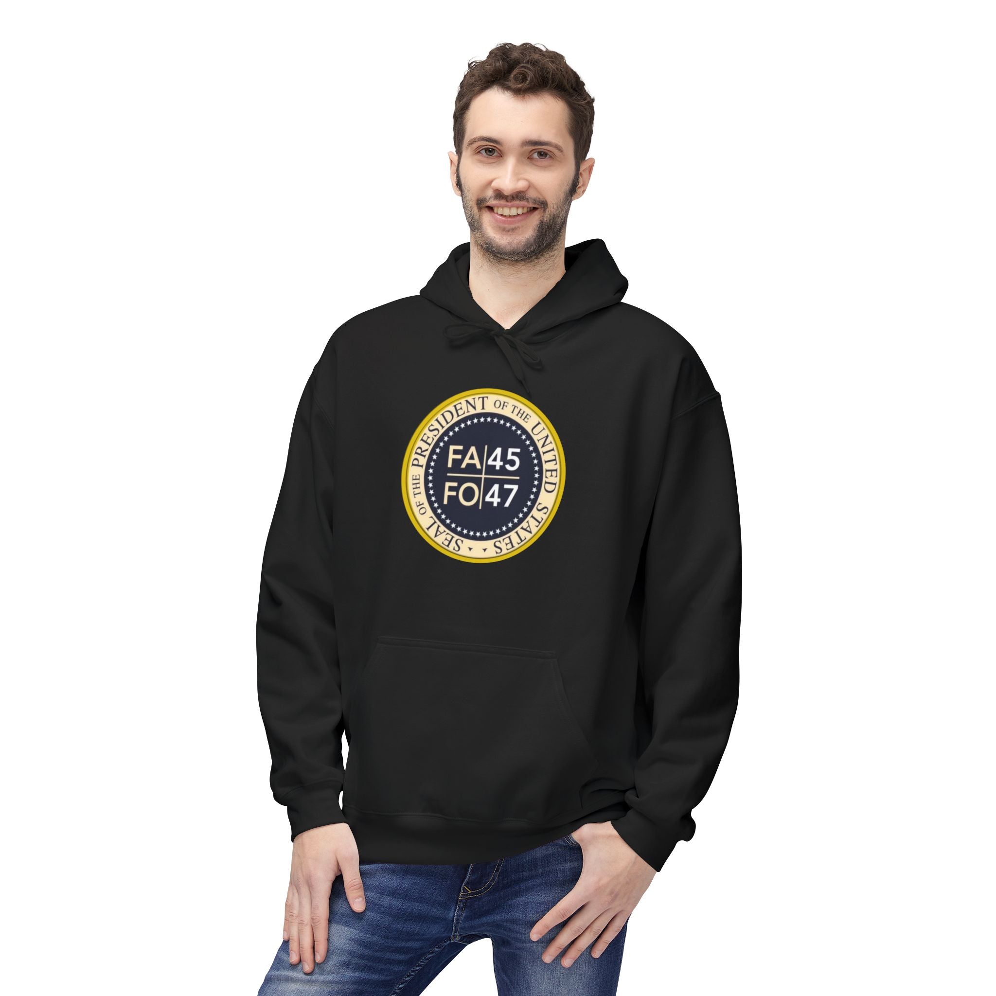 FA45 FO47 Trump Seal Hoodie | Political Satire Presidential Seal