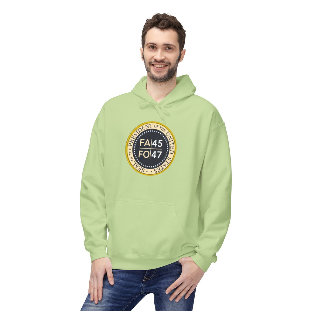 FA45 FO47 Trump Seal Hoodie | Political Satire Presidential Seal