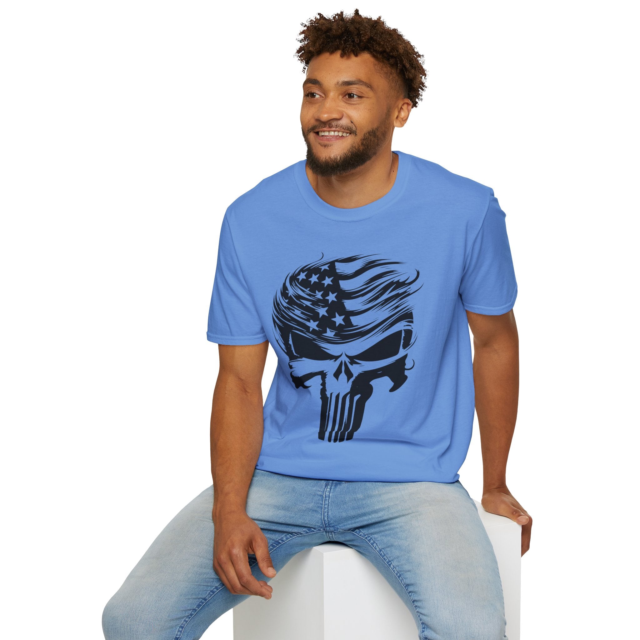 Punisher Patriotic Skull Graphic T-Shirt | Mens Womans  Softstyle Tee, Unique Gift, Casual Wear, Festival Apparel, Statement Shirt