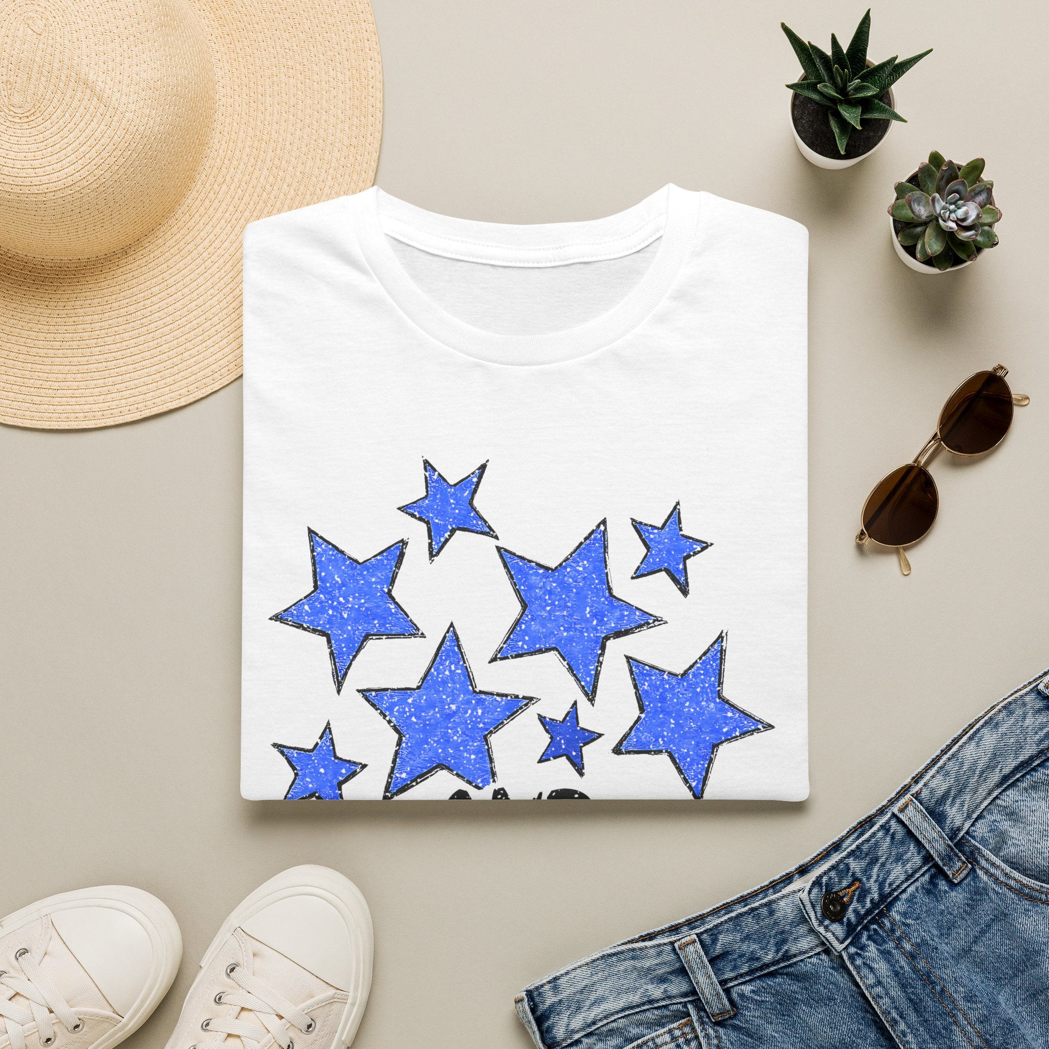 American Flag T-Shirt - Blue Stars & Stripes Patriotic Tee