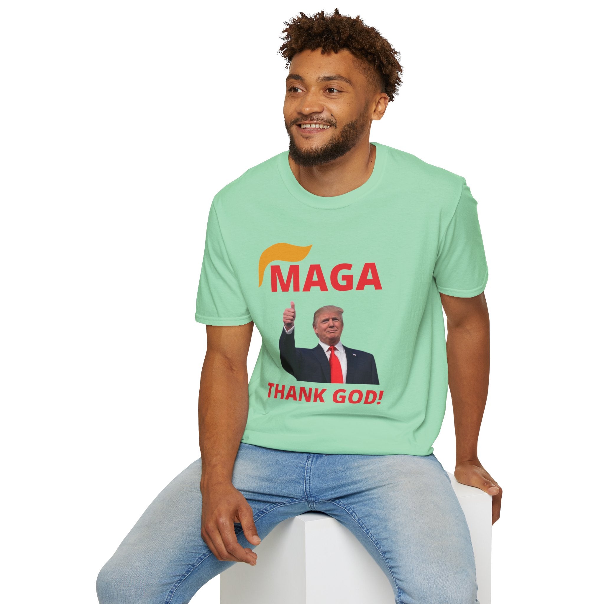 MAGA Thumbs-Up T-Shirt — "THANK GOD!" Political Statement Tee