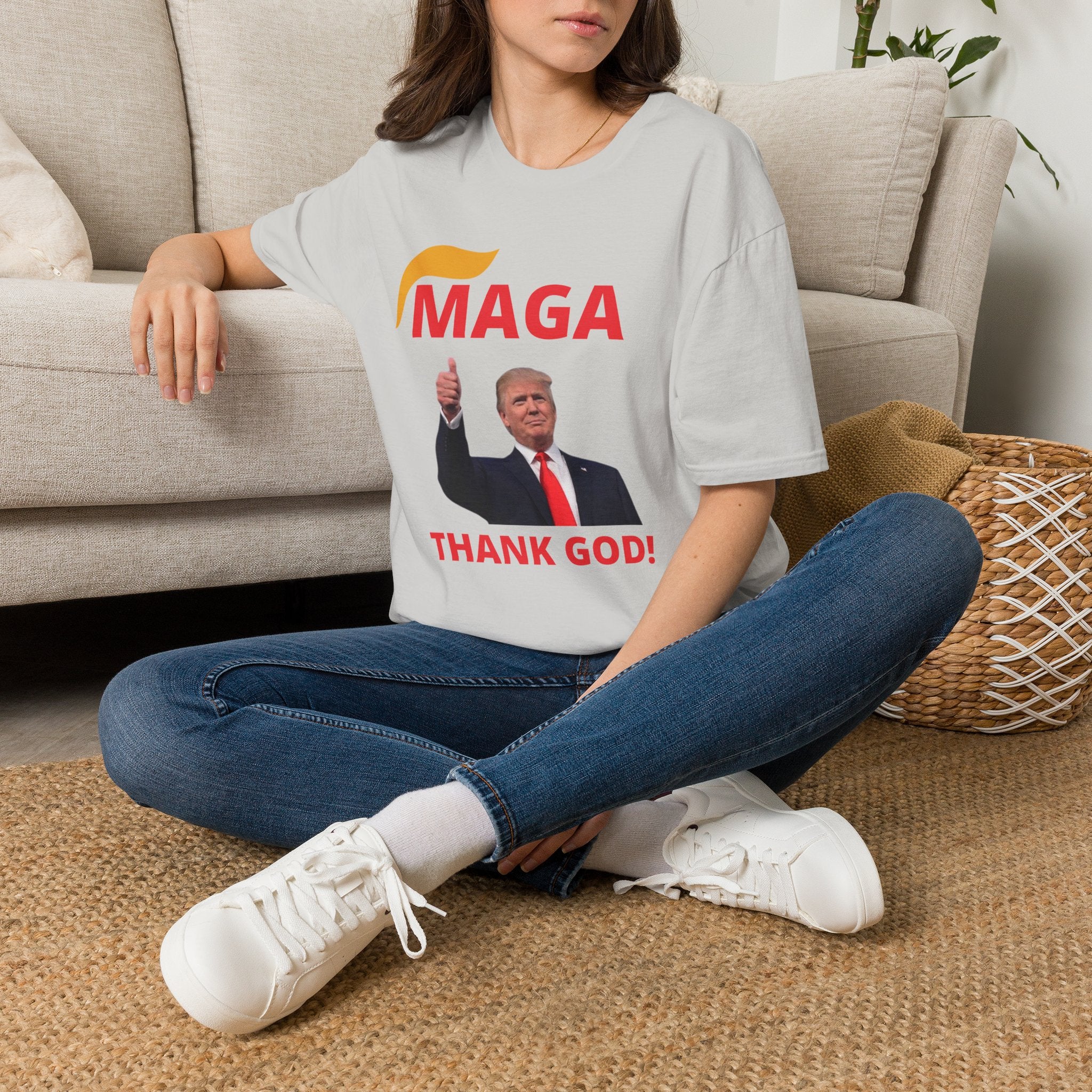 MAGA Thumbs-Up T-Shirt — "THANK GOD!" Political Statement Tee
