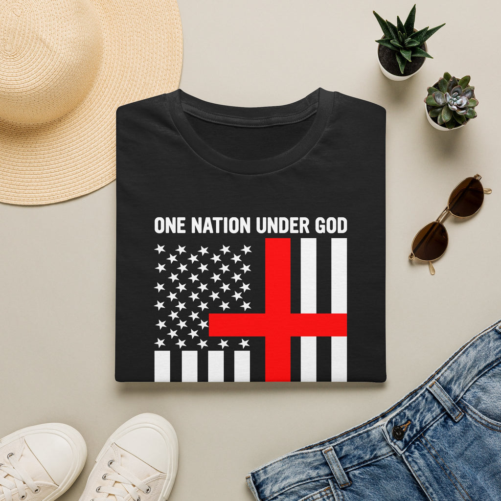 Christian Faith Mens Womans Softstyle T-Shirt | One Nation Under God | American Flag Tee | Religious Apparel | Inspirational Gift