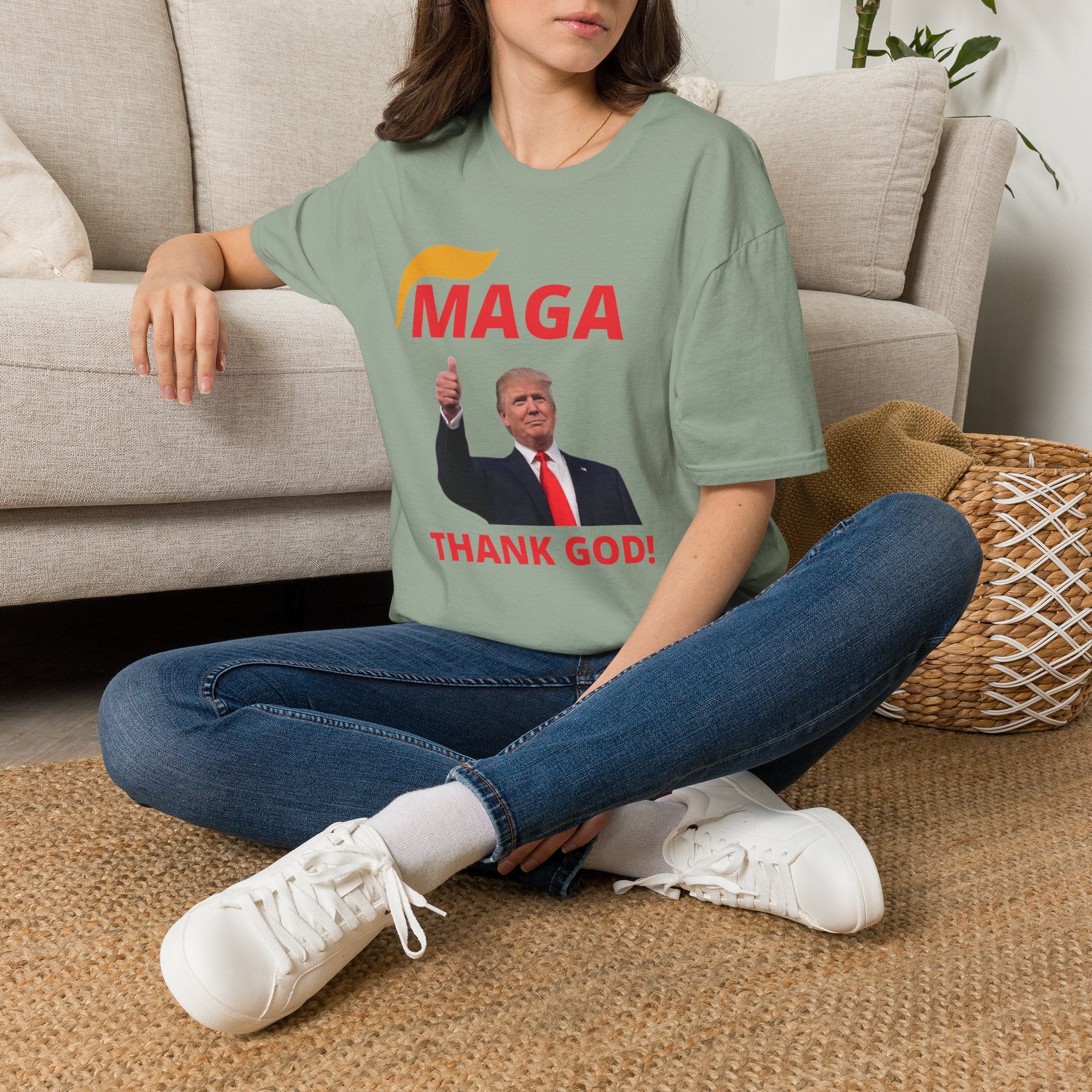 MAGA Thumbs-Up T-Shirt — "THANK GOD!" Political Statement Tee