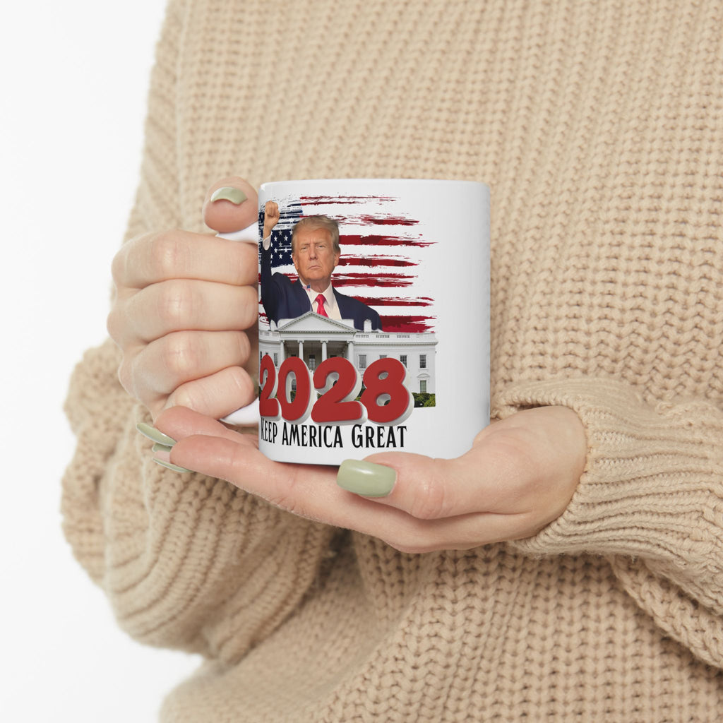 2028 Keep America Great Mug — Patriotic White Ceramic Coffee Cup (11oz, 15oz)