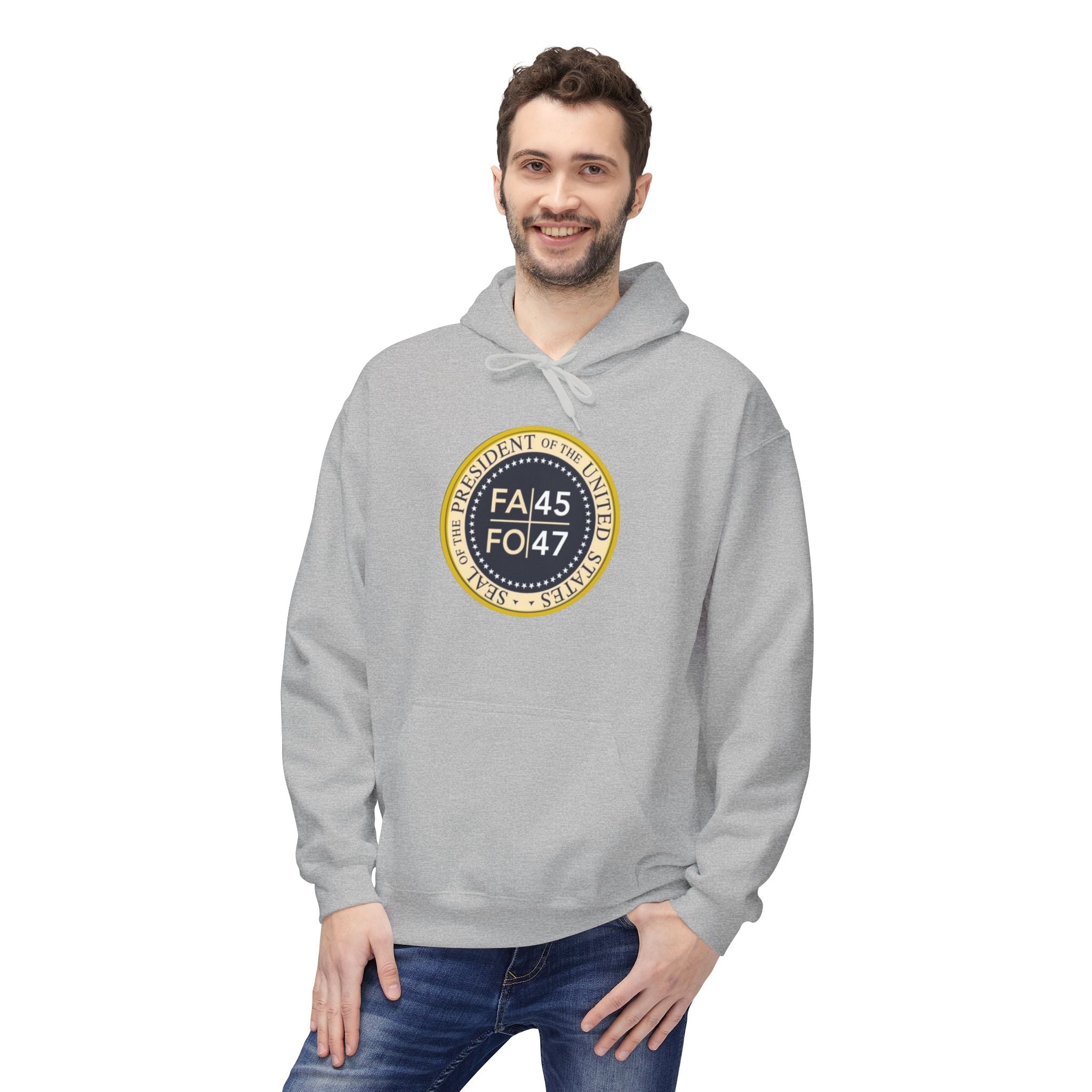 FA45 FO47 Trump Seal Hoodie | Political Satire Presidential Seal