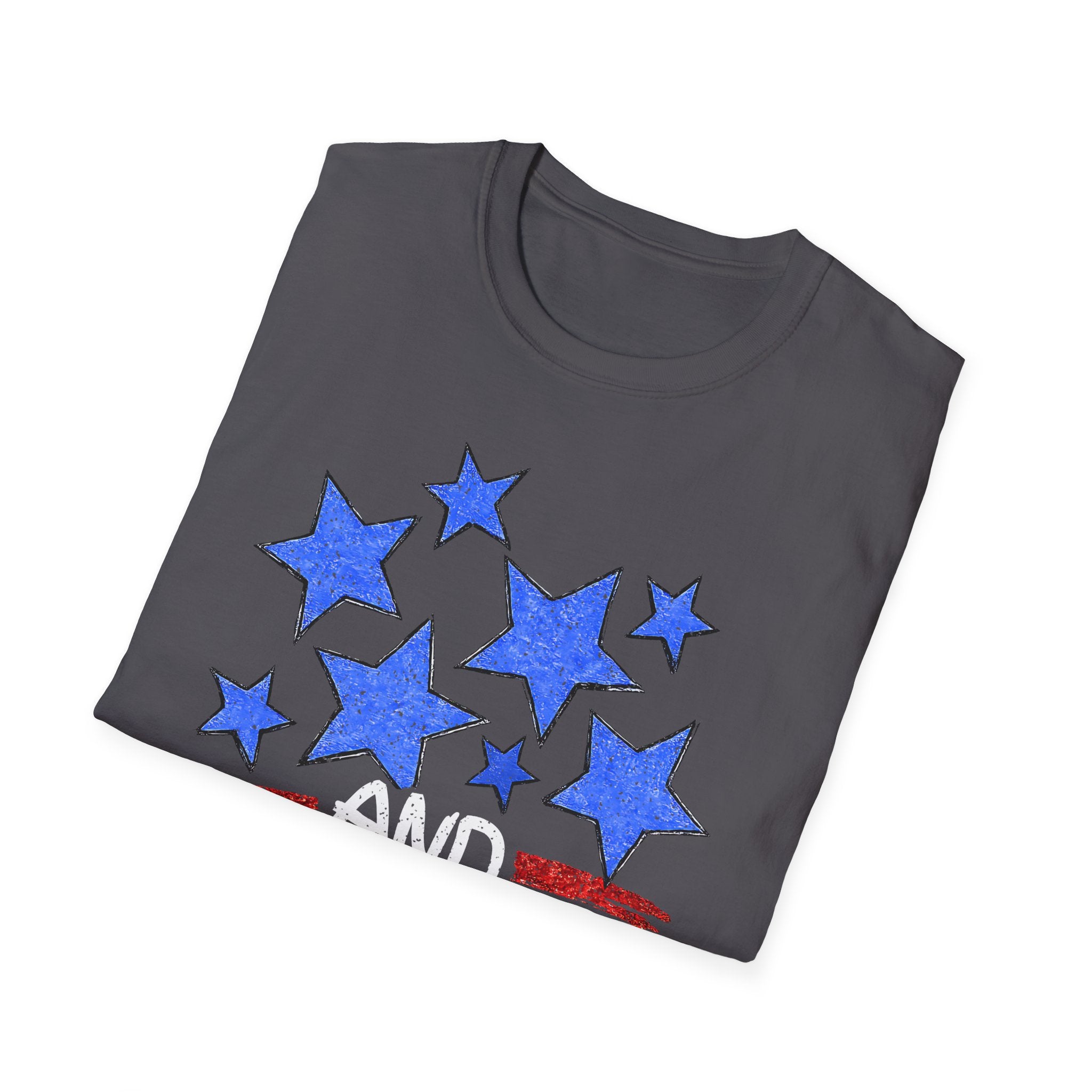 Patriotic Blue Stars Red Strips Graphic Tee (Fourth of July, Americana) T-Shirt