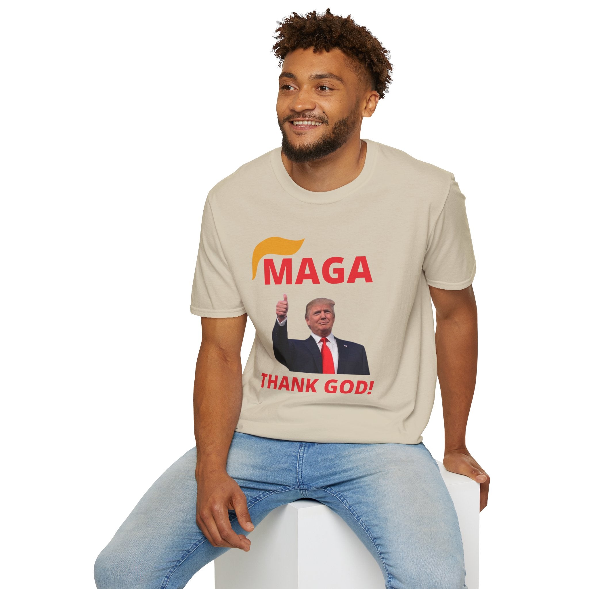 MAGA Thumbs-Up T-Shirt — "THANK GOD!" Political Statement Tee